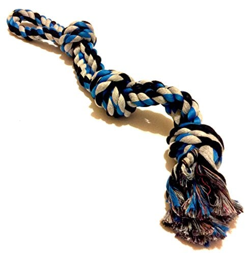 Book Cover Mary & Kate Pets Dog Toy for Aggressive CHEWERS - Large Dogs and Puppies - Sturdy TUG Rope - Thick Chew Knots - Extra Durable - Nearly Indestructible - Heavy Duty - Washable (Extra Large, Blue)