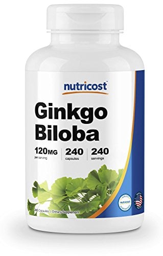 Book Cover Nutricost Ginkgo Biloba 120mg, 240 Capsules - Extra Strength Ginkgo Biloba Extract - Gluten Free & Non-GMO
