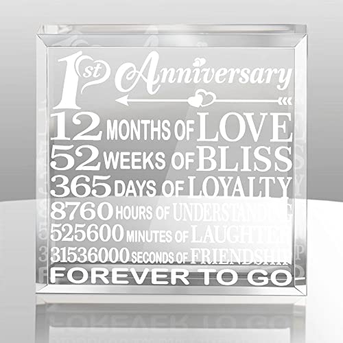 Book Cover KATE POSH - First Wedding Anniversary Paper Gifts - 1st Year of Marriage Engraved Paperweight and Keepsake - Best Friends Wedding Gifts, First (1st), First Year as Husband & Wife