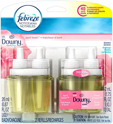 Book Cover Febreze Noticeable With Downy April Fresh Scent Dual Oil Refill Air Freshener (2 Count, 1.75 Oz), 0.11 Pound