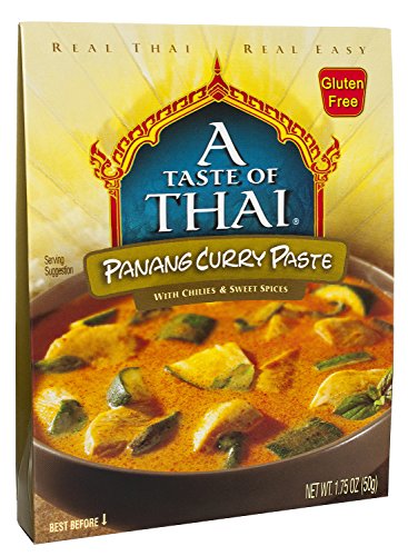 Book Cover A Taste of Thai Panang Curry Paste - 1.75oz Pack of 6 Ready-to-Use Mix Flavored with Classic Thai Spices | Mild Curry Flavor Perfect for Veggies | Use for Stir-fry Grilling & More | Non-GMO