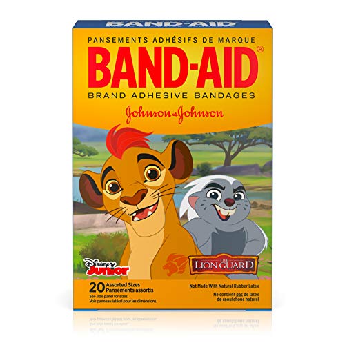 Book Cover Band-Aid Brand Adhesive Bandages for Minor Cuts and Scrapes, Featuring Disney Junior The Lion Guard Characters for Kids, Assorted Sizes 20 ct