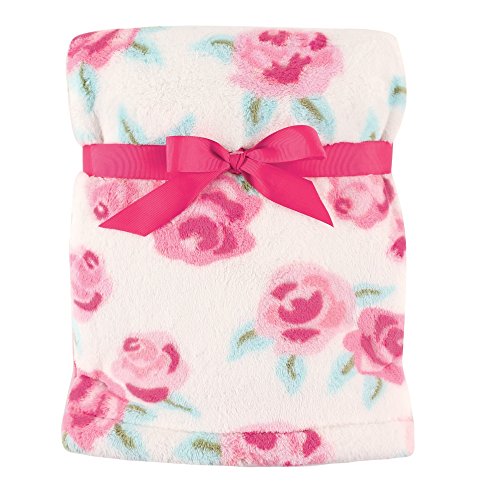 Book Cover Hudson Baby Super Plush Blanket, Pink Roses, 30