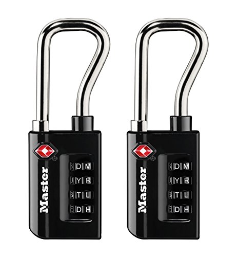 Book Cover Master Lock Padlock, Set Your Own WORD Combination TSA Accepted Luggage Lock, 1-7/8 in, 1-3/8 in. Wide, 4696TWD (Pack of 2)