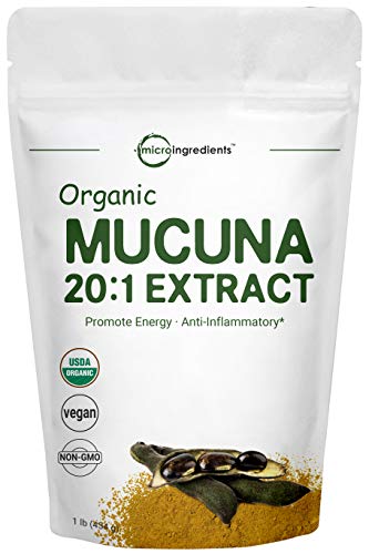 Book Cover Maximum Strength Organic Mucuna Pruriens 20:1 Extract Powder,1 Pound, Promote Mood and Brain Health, No GMOs and Vegan Friendly