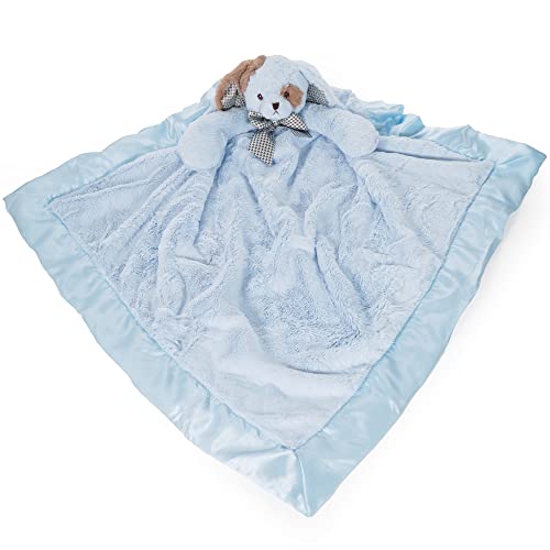 Book Cover Bearington Waggles The Blue Dog Plush Lovie: Stuffed Animal Security Blanket for Infants, Measures 28.5” x 28.5” (Stroller Size), Soft Velour with Satin Lining, for Boys & Girls & All