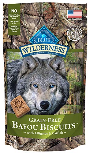 Book Cover Blue Buffalo Wilderness Bayou Biscuits Grain Free Crunchy Dog Treats Biscuits, Alligator & Catfish 8-oz bag