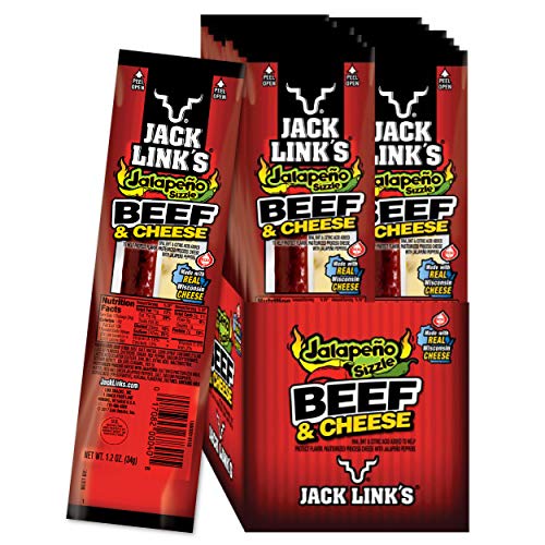 Book Cover Jack Link's Combo Pack Jalapeno Sizzle Beef and Cheese Sticks Combo Pack, 1.2-Ounce (Pack of 16) by Jack Links