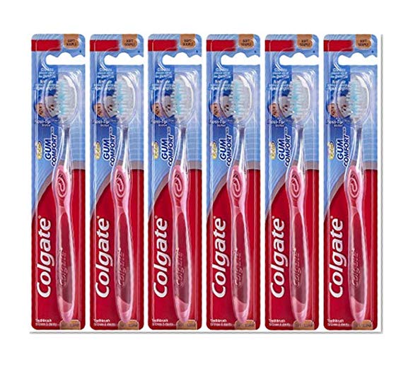 Book Cover Colgate Gum Comfort Toothbrush with Floss-Tip Bristles, Soft - 6 pack