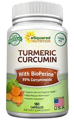 Book Cover Pure Turmeric Curcumin 1300mg with BioPerine Black Pepper Extract - 180 Capsules - 95% Curcuminoids, 100% Natural Tumeric Root Powder Supplements, Natural Anti-Inflammatory Joint Pain Pills