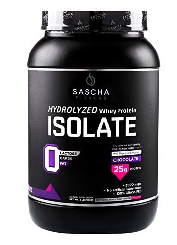 Book Cover Sascha Fitness Hydrolyzed Whey Protein Isolate,100% Grass-Fed (2 Pound,Chocolate)