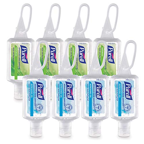 Book Cover Purell Advanced Hand Sanitizer Variety Pack, Naturals and Refreshing Gel, 1 Fl Oz Travel Size Flip-Cap Bottle with Jelly Wrap Carrier (Pack of 8) - 3900-09-ECSC