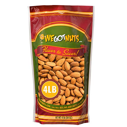 Book Cover We Got Nuts Jumbo California Almonds 64oz (4 Pounds) (Whole, Naturel, Non Gmo, Shelled, Unsalted)