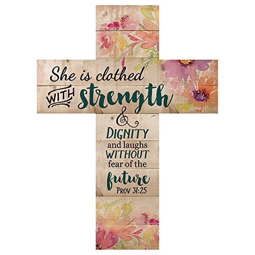 Book Cover P. Graham Dunn She is Clothed with Strength & Dignity Proverbs 31 Woman 14 x 10 Wood Wall Art Cross