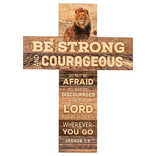 Book Cover P. Graham Dunn Be Strong and Courageous Joshua 1:9 African Lion 14 x 10 Wood Wall Art Cross Plaque