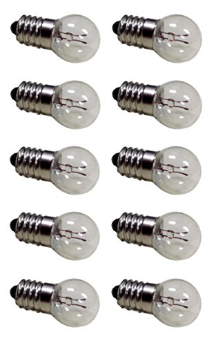 Book Cover Pack of 10 E10 Miniature Screw Base Light Bulbs, 6.3V / 0.5A, 6 Volt Miniature Lamp