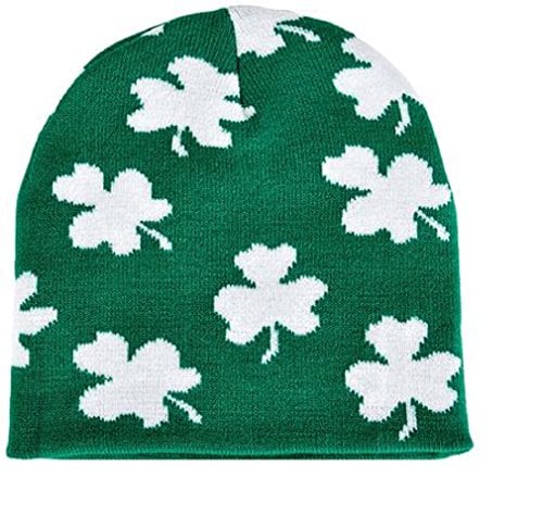 Book Cover Irish Shamrock Beanie Hat - St Patrick Day Clover Ski Cap Hat