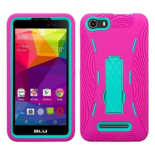 Book Cover BLU Advance 5.0 Case, Premium Rugged Heavy Duty Drop Proof Case with Kickstand for BLU Advance 5.0 (It Doesn't fit BLU Advance 5.0 HD A050U)-Pink Teal