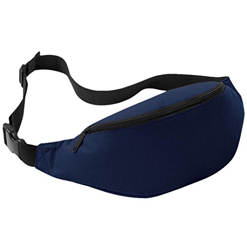 Book Cover Perman Unisex Outdoor Sports Running Oxford Solid Color Stylish Waist Pack Bag 2L (Deep Blue)