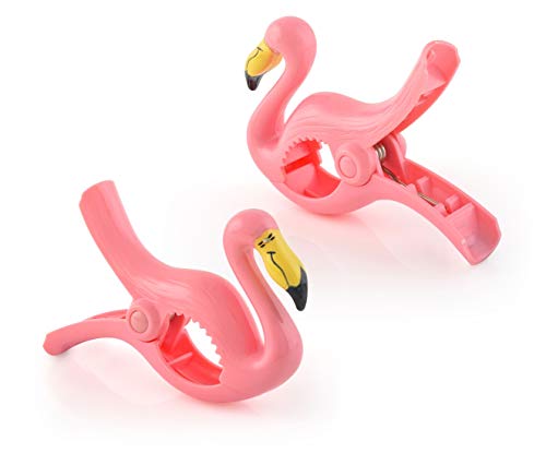 Book Cover Flamingo BocaClips by O2COOL, Beach Towel Holders, Clips, Set of two, Beach, Patio or Pool Accessories, Portable Towel Clips, Chip Clips, Secure Clips, Assorted Styles