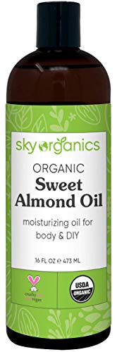 Book Cover Organic Sweet Almond Oil (16 oz) by Sky Organics 100% Pure Cold-Pressed Almond Body Oil Sweet Almond Oil for Body Skin Hair and DIY Almond Massage Oil Natural Almond Body Oil USDA Organic