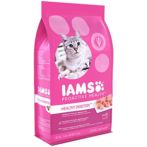 Book Cover Iams Proactive Health Adult Healthy Digestion Dry Cat Food With Chicken And Turkey, 3.5 Lb. Bag