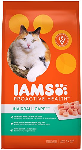 Book Cover Iams Proactive Health Adult Hairball Care Dry Cat Food With Chicken And Salmon, 7 Lb. Bag