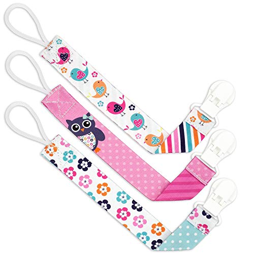 Book Cover Liname️ Pacifier Clip for Girls - 3 Pack Gift Packaging - Premium Quality & Unique Design - Pacifier Clips Fit All Pacifiers & Soothers - Perfect Baby Gift