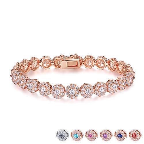 Book Cover Bamoer Mother's Day Gift Luxury Rose Gold Plated Bracelet with Sparkling White Cubic Zirconia Stones for Women