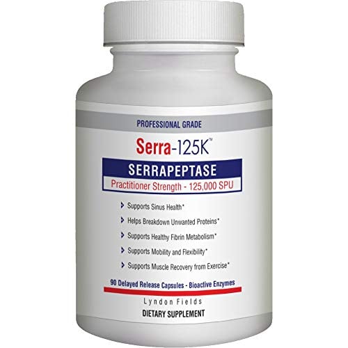 Book Cover New Serra-125k Serrapeptase Enzyme 125,000 SPU Per Capsule - 90 High Potency Delayed Release Caps, Up to 6X More Potent Than Other Serrapaptase - Extra Strength Non-GMO, Gluten Free, Vegan