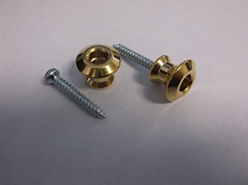 Book Cover NEW - Buttons and Screws (2) For Dunlop Dual Design Strap Locks - GOLD