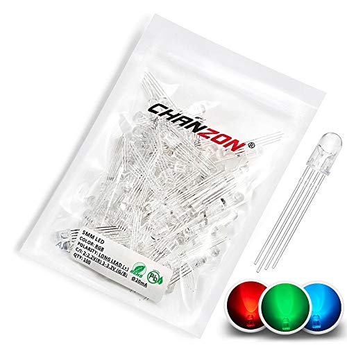 Book Cover Chanzon 100 pcs 5mm RGB Multicolor LED Diode Lights Common Anode(Clear Round Transparent 3 Color) 4 pin Bright Lighting Bulb Lamps Electronics Components Indicator Light Emitting Diodes