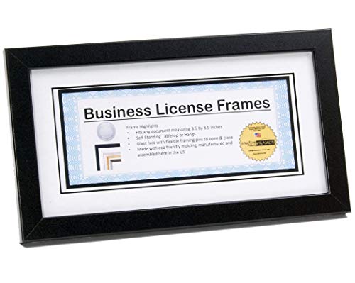 Book Cover Creative Picture Frames 5.5â€ x 10.5â€ Black Business License Certificate Frame for Professionals Holds 3.5â€ by 8.5â€ with White Mat Includes Self Standing Easel Back with Hanger