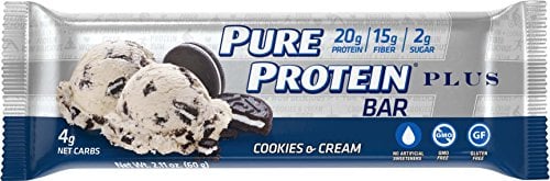 Book Cover Pure Protein Plus Bars, Gluten Free, Cookies and Cream, 2.11 oz, 6 Count