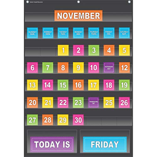 Book Cover Teacher Created Resources Black Calendar Pocket Chart (20748)