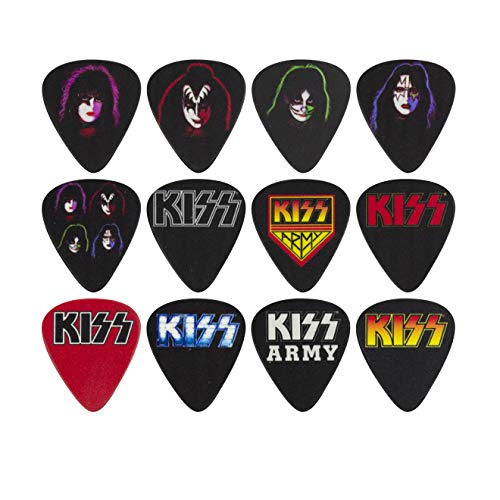 Book Cover Perri's Leathers Ltd. - Guitar Picks - Celluloid â€“ KISS - Official Licensed Product - Assorted Designs - Medium 0.71mm - 12 Pack - for Acoustic/Bass/Electric Guitars â€“ Made in Canada (LP12-KISS1)