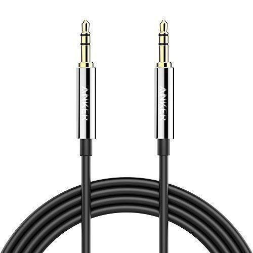 Book Cover Anker 3.5mm Premium Auxiliary Audio Cable (8ft / 2.4m) AUX Cable for Headphones, iPods, iPhones, iPads, Home/Car Stereos and More (Black)