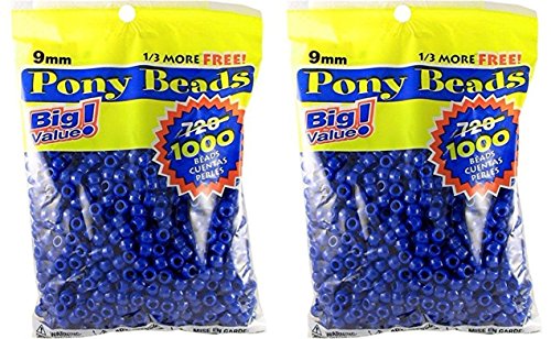 Book Cover DARICE 06121-2-03 1000 Count Pony Beads, 9mm, Opaque Blue (2 Pack), Natural