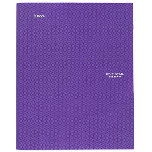Book Cover Five Star 2-Pocket Folder with Prong Fasteners, Stay-Put Folder, Folders with Pockets, Purple (38750)