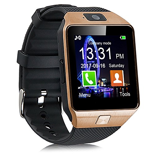 Book Cover Padgene DZ09 Bluetooth Smartwatch,Touchscreen Wrist Smart Phone Watch Sports Fitness Tracker with SIM SD Card Slot Camera Pedometer Compatible with iPhone iOS Android for Kids Men Women (Rose Gold)