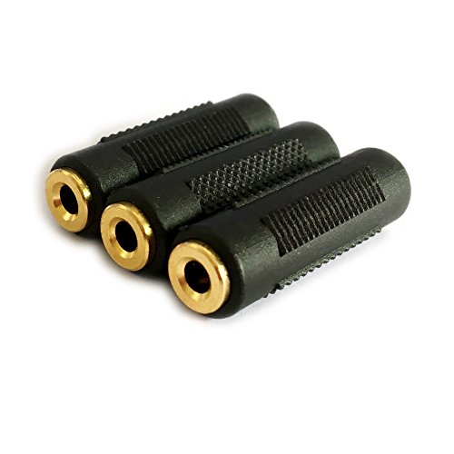 Book Cover 3.5mm Stereo Jack to 3.5mm Stereo Jack Female to Female Adapter Connector Gold Plated (3 Pack)