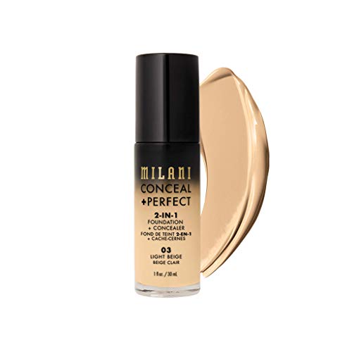 Book Cover Milani Conceal + Perfect 2-in-1 Foundation + Concealer - Light Beige (1 Fl. Oz.) Cruelty-Free Liquid Foundation - Cover Under-Eye Circles, Blemishes & Skin Discoloration for a Flawless Complexion