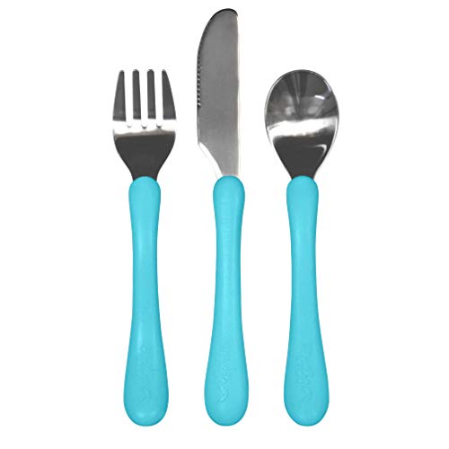 Book Cover green sprouts Learning Cutlery Set Helps Toddler Develop Independent Eating Skills Designed for Small Hands, Contoured Handles for Easy gripping, Safety Edge on Knife, Dishwasher Safe