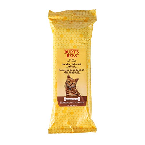 Book Cover Burt's Bees For Cats Natural Dander Reducing Wipes | Kitten and Cat Wipes For Grooming, 50 Count
