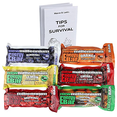 Book Cover S.O.S. Food Labs Millennium Assorted Energy Bars (6 Count) - Long Shelf Life Fruit Flavored Bar Bundle - Survival Pack for Calamity, Disaster, Hiking and Meal Replacement - with Emergency Guide