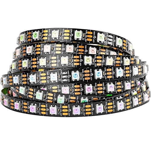 Book Cover BTF-LIGHTING WS2812B RGB 5050SMD Individual Addressable 16.4FT 60Pixels/m 300Pixels Flexible Black PCB LED Pixel Strip Dream Color IP30 Non-Waterproof Making LED Screen for Wall DC5V