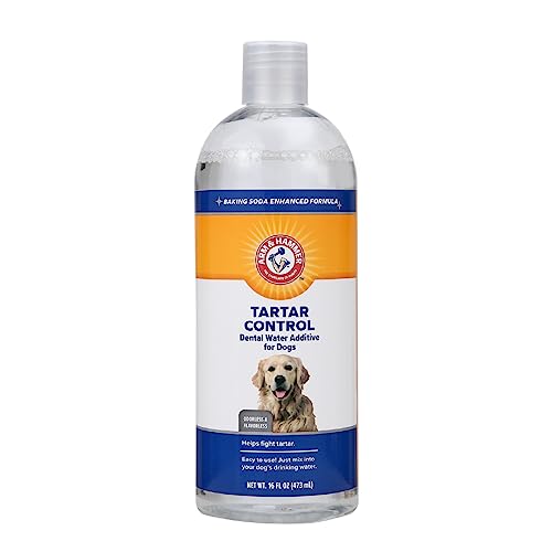Book Cover Arm & Hammer for Pets Dental Water Additive for Dogs, Tartar Control | Dog Dental Care Reduces Plaque & Tartar Buildup Without Brushing | 16 Fl Oz (Pack of 1), Odorless and Flavorless
