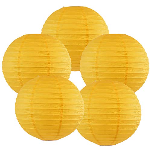 Book Cover Just Artifacts 6-Inch Pineapple Yellow Chinese Japanese Paper Lanterns (Set of 5, Pineapple Yellow)