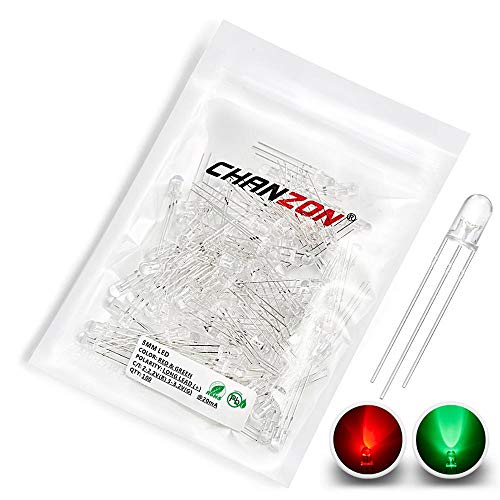 Book Cover Chanzon 100 pcs 5mm Red & Green LED Diode Lights Common Anode(Clear Round Transparent Bicolor) Bright Lighting Bulb Lamps Electronics Components Indicator Light Emitting Diodes