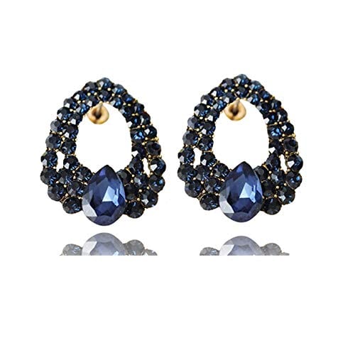 Book Cover Keyzone 1 Pair Fashion Women Elegant Crystal Rhinestone Ear Stud Earrings Blue